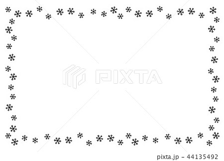 雪の結晶のフレーム 手描き 白黒のイラスト素材