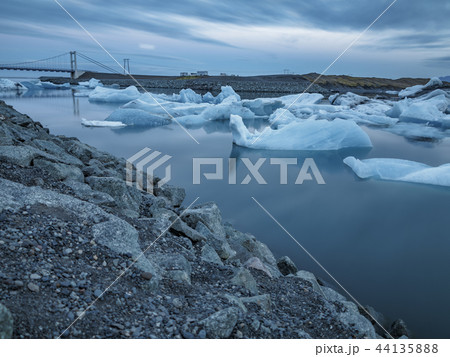 blue icebergs floating, ultra long exposure 44135888