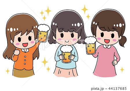 女子会 ビール 飲み会のイラスト素材
