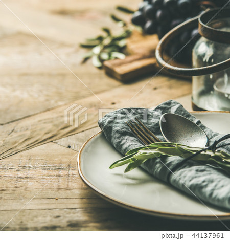 Fall holiday table decoration party setting for gathering, square crop Fall holiday table decoration party setting for gathering, square crop 44137961