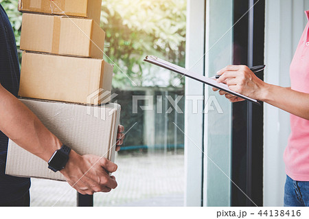 Home delivery service and working with service mind, Woman custo Home delivery service and working with service mind, Woman custo 44138416