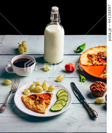 Breakfast with frittata, coffee and muffins 44138897