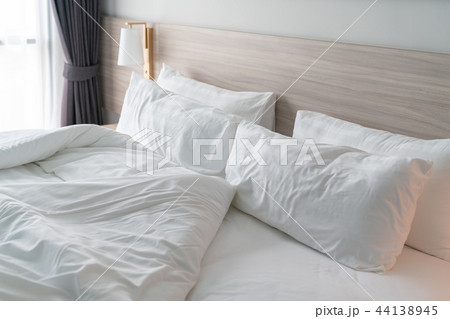 modern bedroom with wooden bed modern bedroom with wooden bed 44138945