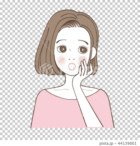 女性 肌トラブル しみ くすみのイラスト素材
