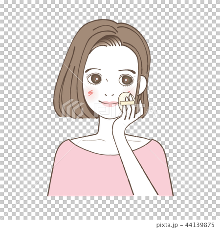 化粧をする女性 パフ おしろい ファンデーション 44139875