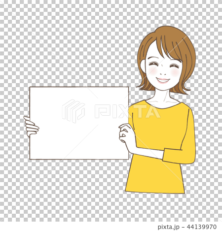 ホワイトボードを持つ女性 44139970