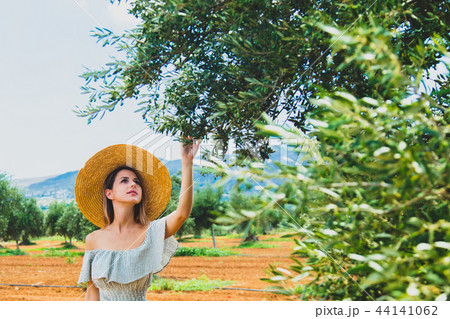 girl have a rest in greek olive garden girl have a rest in greek olive garden 44141062