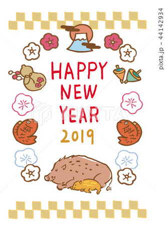 年賀状 2019 デザイン 亥年 親子 年賀状 2019 デザイン 亥年 親子 44142934