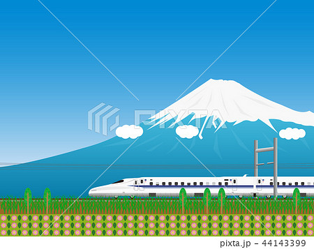 富士山 新幹線 レンゲのイラスト素材