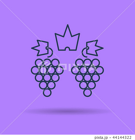 Isolated linear icon of two clusters of grapes 44144322