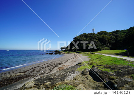 三浦半島　観音崎海岸　岩場　砂浜 44146123