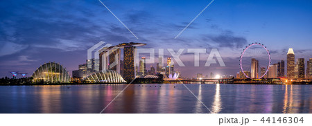 【絶景】シンガポールの風景　マジックアワー　大パノラマ 44146304