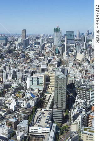 高層ビルからの東京目黒渋谷新宿方面の展望の写真素材