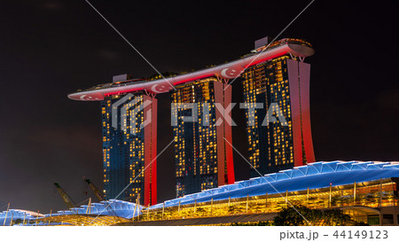 シンガポール・マリーナベイサンズホテルの独立記念日ライトアップ 44149123