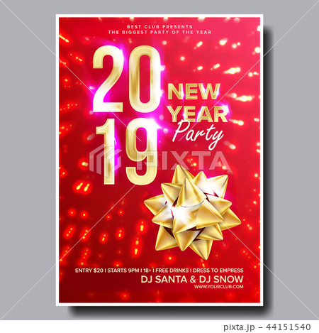 2019 Party Flyer Poster Vector. Happy New Year. Night Club Celebration. Musical Concert Banner 44151540
