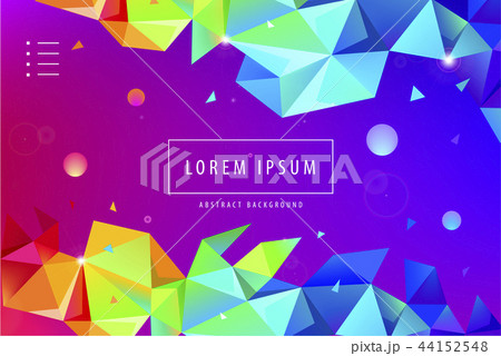 Vector colorful geometric background. Faceted modern 3d shapes, horizontal orientation flyer 44152548