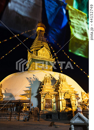 Night view on a stupa of Swayambhu Night view on a stupa of Swayambhu 44152749