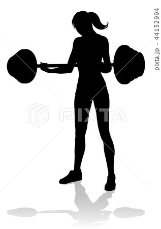 Gym Woman Silhouette Barbell Weights Gym Woman Silhouette Barbell Weights 44152994