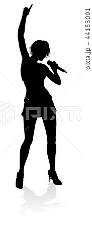 Singer Pop Country Or Rock Star Silhouette Woman Stock Illustration