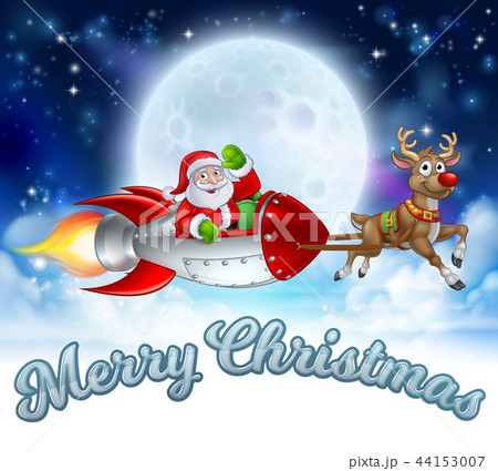 Santa Claus Rocket Sleigh Merry Christmas Graphic Santa Claus Rocket Sleigh Merry Christmas Graphic 44153007