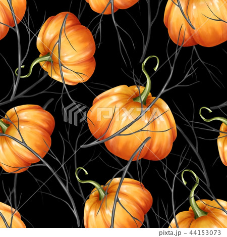 Seamless pattern with orange pumpkins 6 44153073