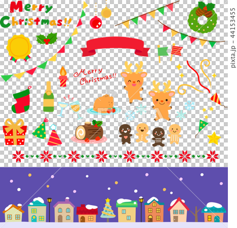 クリスマスのデコレーションイラストセット 44153455