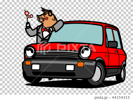 2019年年賀状素材 コンパクトカーと亥 赤色 2019年年賀状素材 コンパクトカーと亥 赤色 44154315