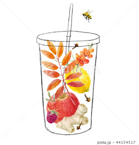 Watercolor autumn floral coffee cup 44154517