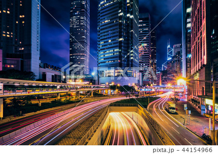 Street traffic in Hong Kong at night Street traffic in Hong Kong at night 44154966