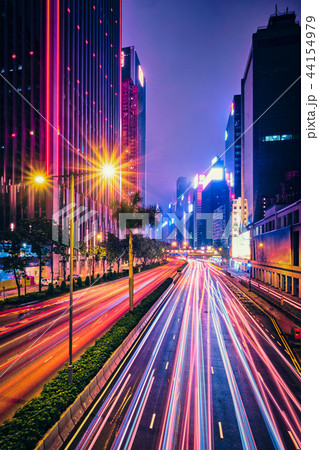 Street traffic in Hong Kong at night 44154979