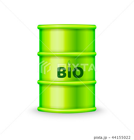 Green metal barrel with bio fuel vector 44155022