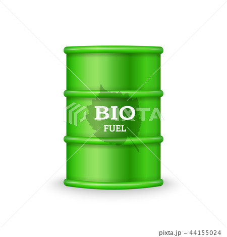 Green metal barrel with bio fuel on white Green metal barrel with bio fuel on white 44155024