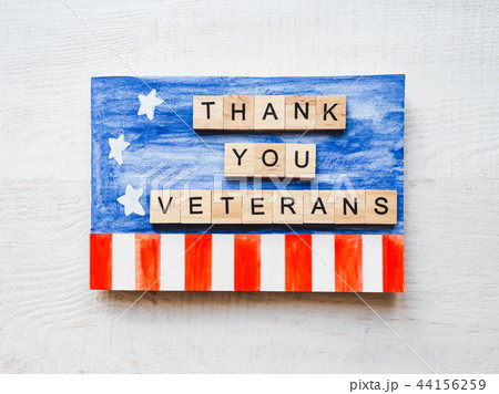 Beautiful greeting card on Veterans Day. Top view. Beautiful greeting card on Veterans Day. Top view. 44156259