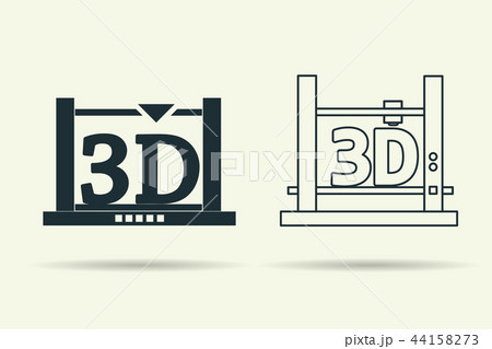 Flat and linear 3D printers icons Flat and linear 3D printers icons 44158273