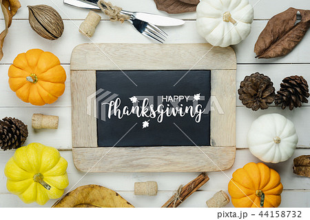Table top view decoration Thanksgiving day. Table top view decoration Thanksgiving day. 44158732