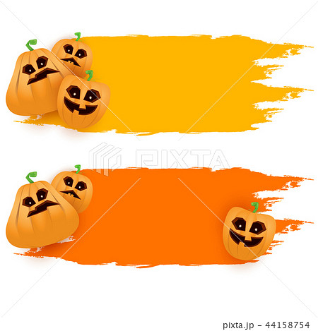 Halloween web grunge Banner or poster with Halloween scary pumpkins isolated on white background 44158754