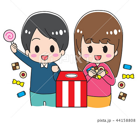 お菓子掴みどりのイラスト素材