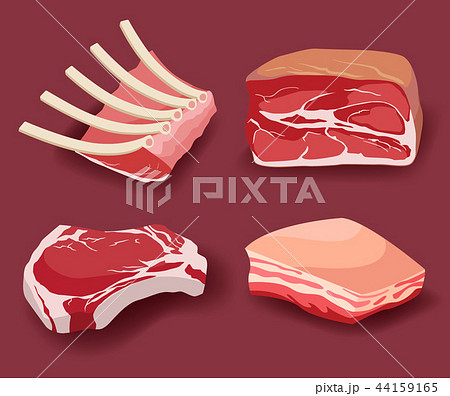 Meat icon set vector Fresh meat icons set 44159165