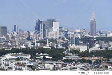日本の東京都市景観　NTTドコモ代々木ビルなど、街並みを望む 44160186