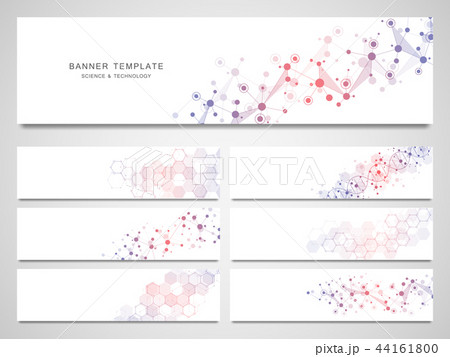 Big set of scientific and technological vector banners. Abstract background with molecular Big set of scientific and technological vector banners. Abstract background with molecular 44161800
