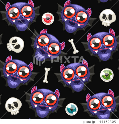 Halloween Seamless Pattern with Bats on Dark Background Halloween Seamless Pattern with Bats on Dark Background 44162305