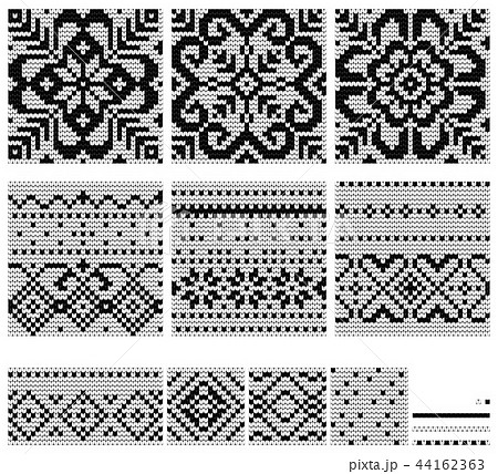 Set of White and Black Nordic Star knitted pattern Set of White and Black Nordic Star knitted pattern 44162363