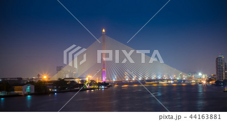bangkok night cable bridge Rama VIII Bridge bangkok night cable bridge Rama VIII Bridge 44163881
