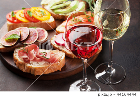 Brushetta or traditional spanish tapas 44164444