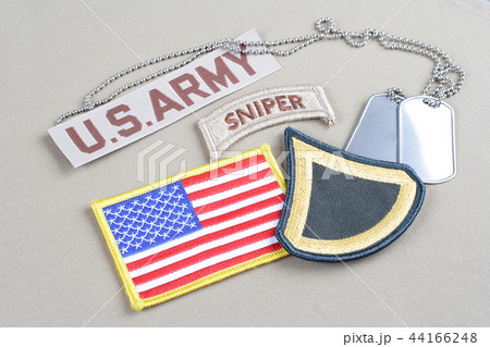 US ARMY Private First Class rank patch, sniper tab 44166248
