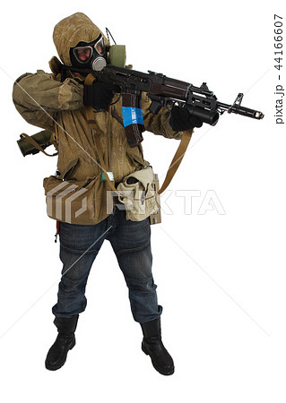 Stalker in gas mask with weapon 44166607