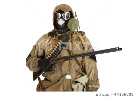 Stalker in gas mask with weapon 44166609