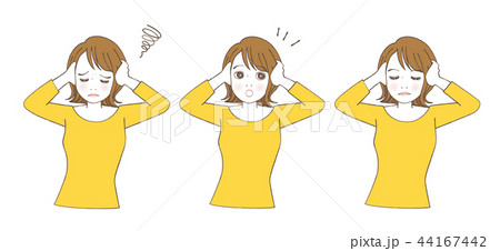 頭を抱える女性 表情セット 44167442