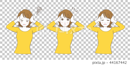頭を抱える女性 表情セット 44167442