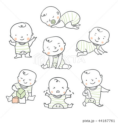 Cute Baby Vector Illustration For Baby Showerのイラスト素材